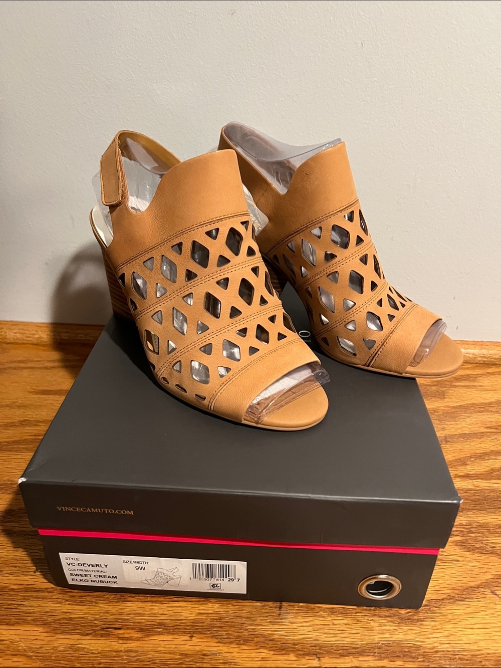 Vince Camuto Camel Cutout Peep-Toe Slingback Heels